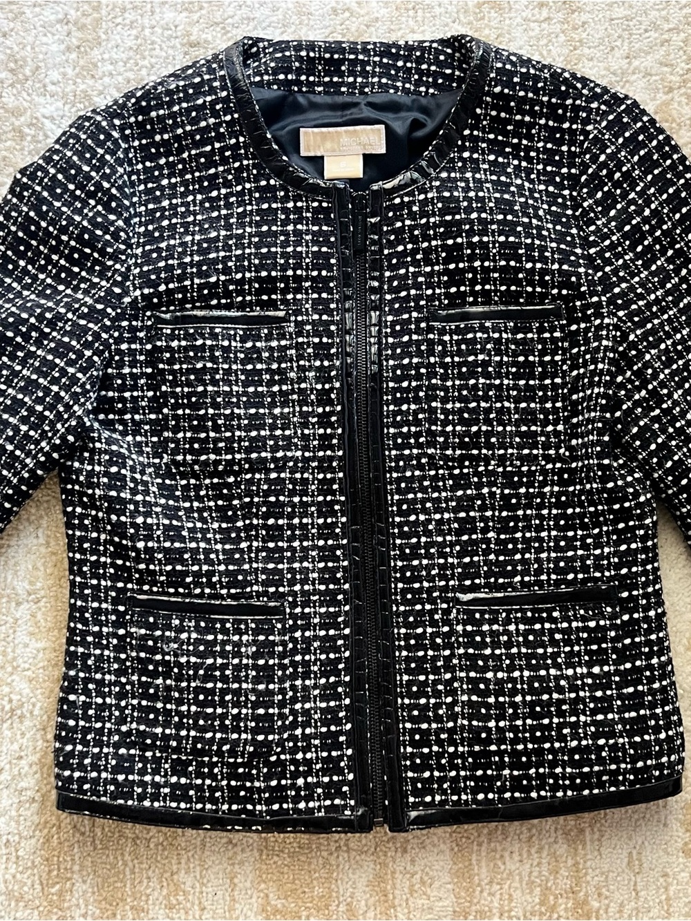 MICHAEL Michael Kors Black & White Tweed Zip Jacket